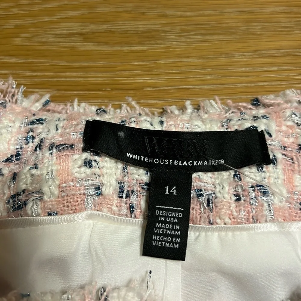 $200 WHBM  Shimmery Womens Pink Tweed Jacket size 14 NEW - Picture 7 of 15